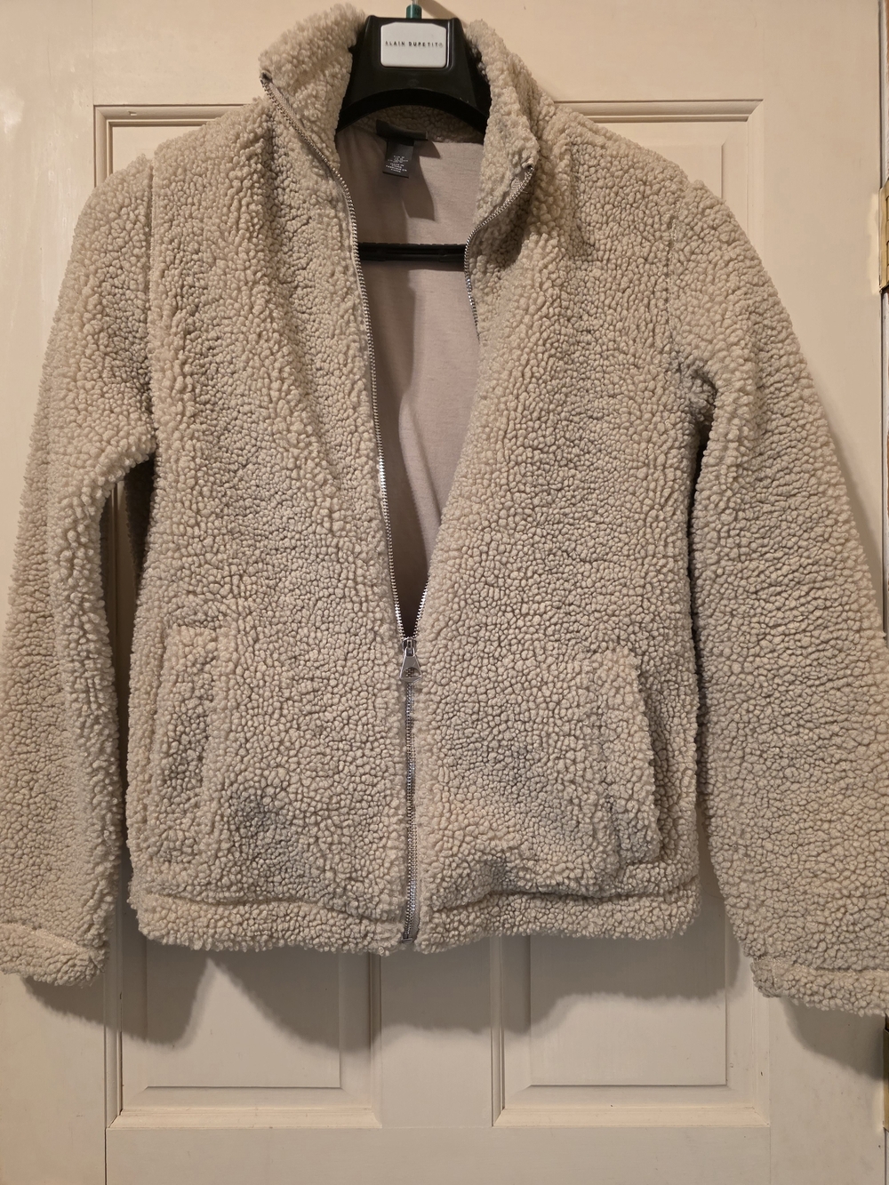 H&M Beige Teddy Sherpa Zip-Up Jacket